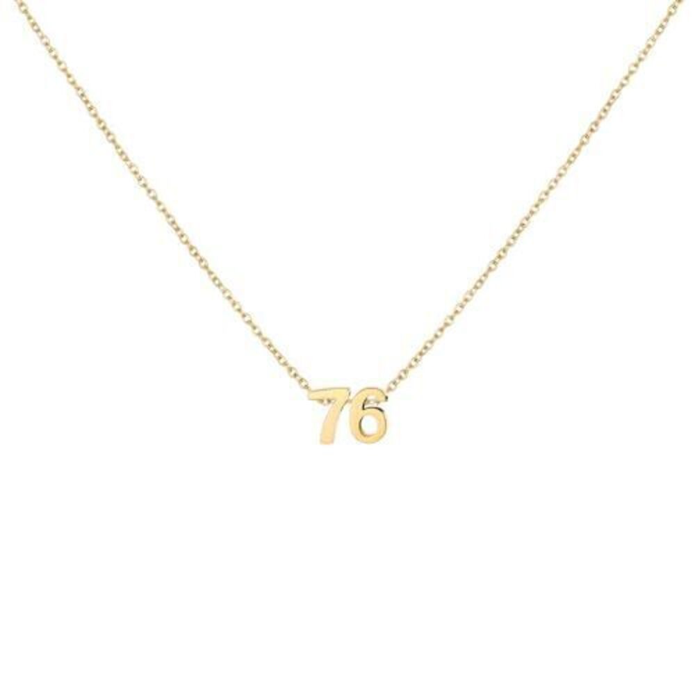 1892 18K Gold Plated Number 76 Necklace Dainty Pendant Chain Necklace